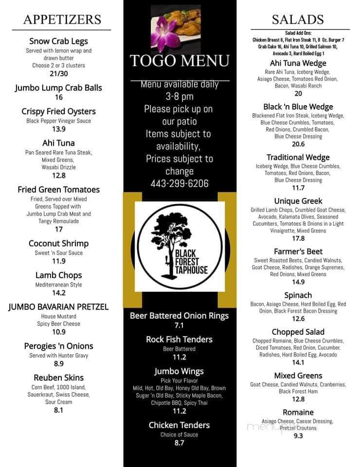 Black Forest Tap House - Fallston, MD menu_pic