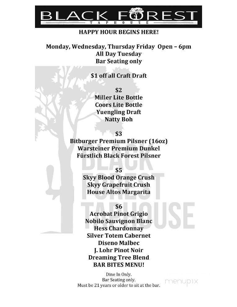 Black Forest Tap House - Fallston, MD menu_pic