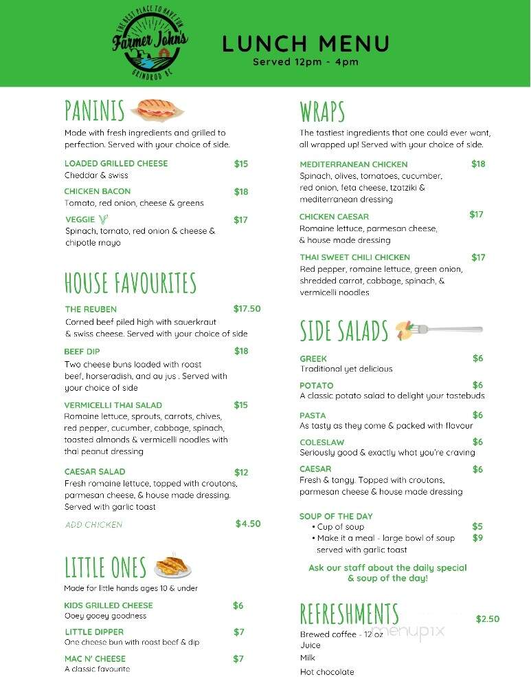 Farmer John's Market - Grindrod, BC menu_pic