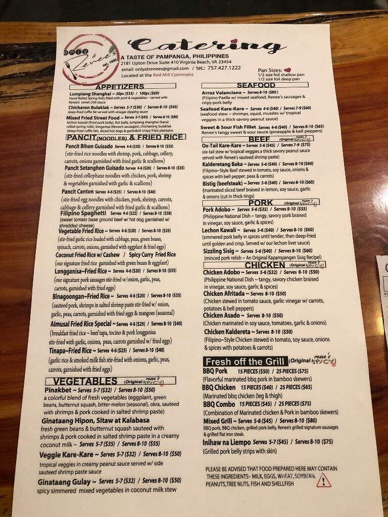 Only At Renee's - Virginia Beach, VA menu_pic