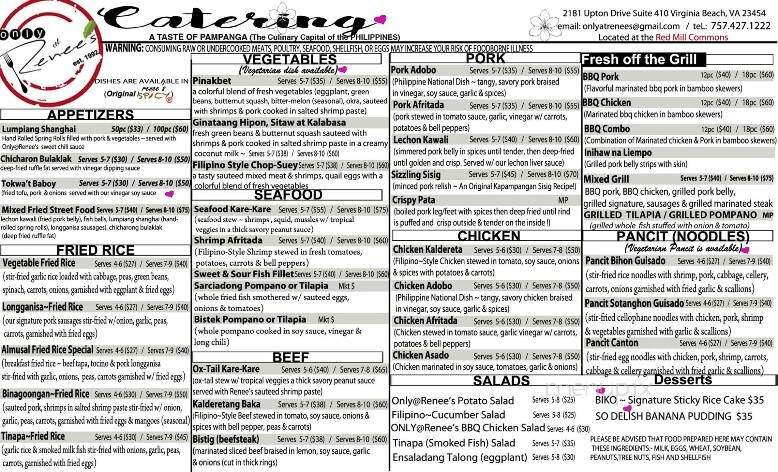Only At Renee's - Virginia Beach, VA menu_pic