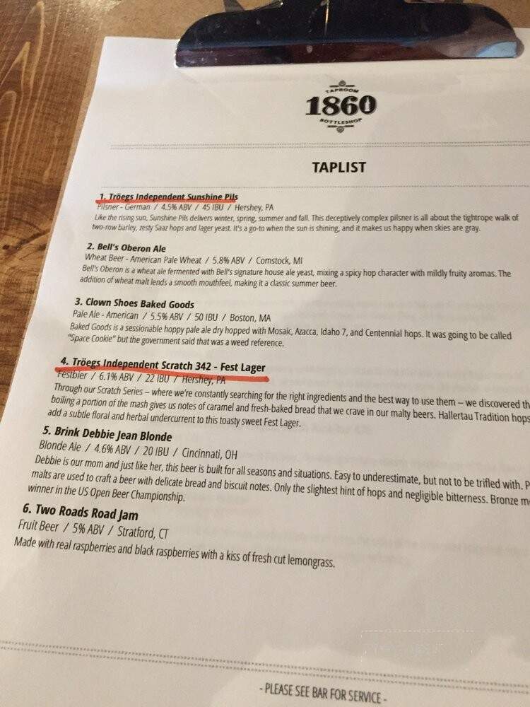 1860 Taproom & Bottleshop - Harrison, OH menu_pic
