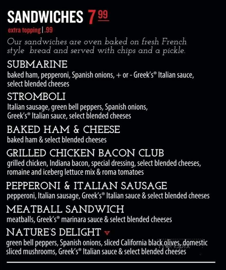 Greek's Pizza - Martinsville, IN menu_pic