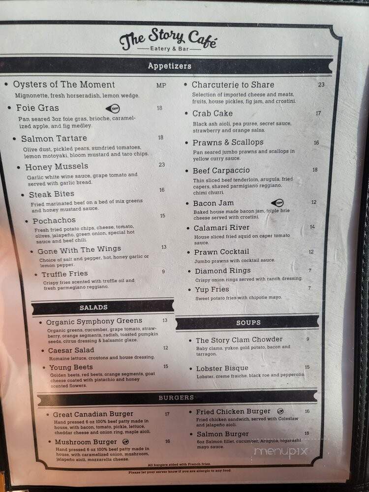 The Story Cafe Eatery & Bar - Richmond, BC menu_pic