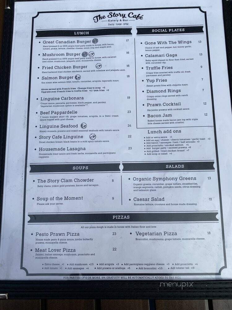 The Story Cafe Eatery & Bar - Richmond, BC menu_pic