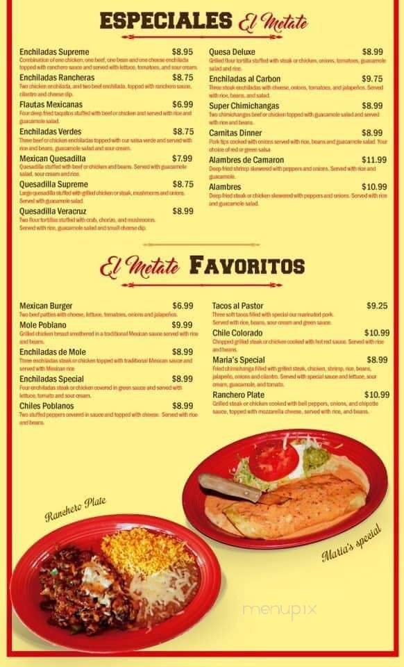 El Metate - Sylvester, GA menu_pic