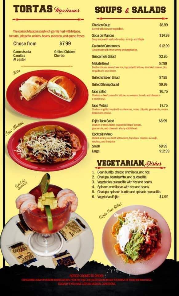 El Metate - Sylvester, GA menu_pic