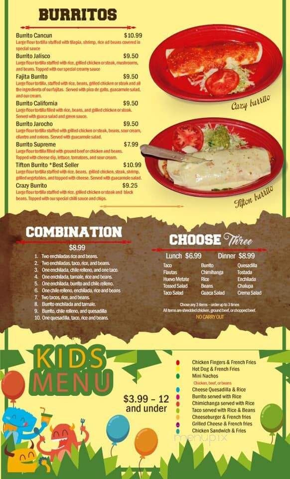 El Metate - Sylvester, GA menu_pic