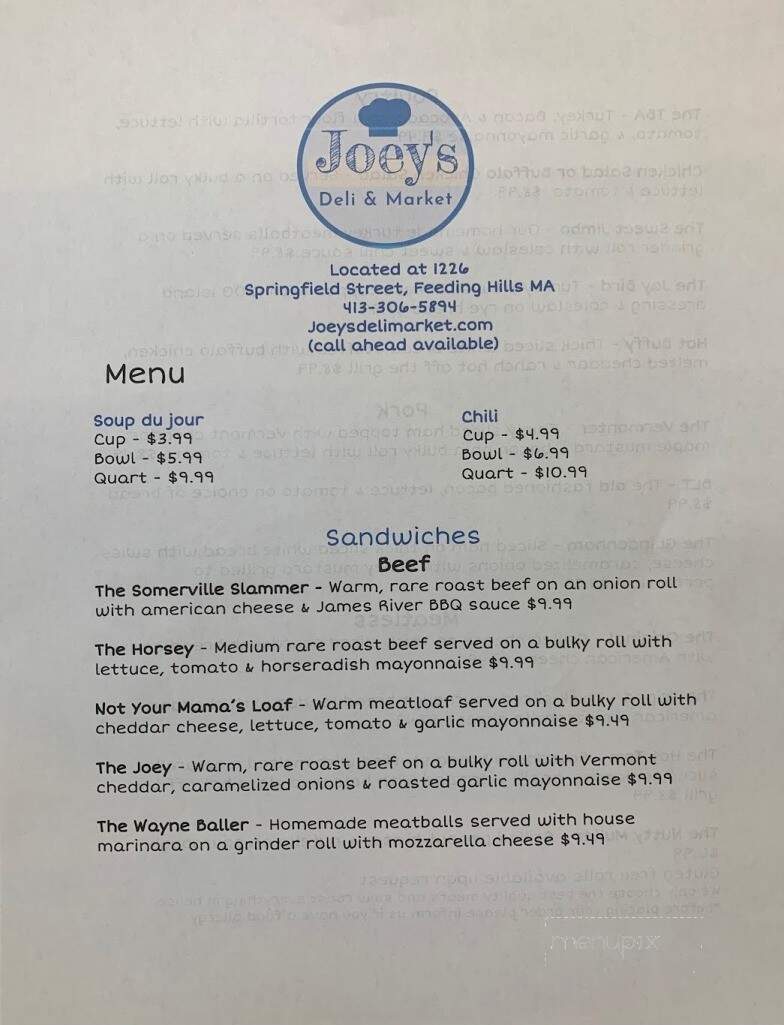 Joey's Deli & Market - Agawam, MA menu_pic