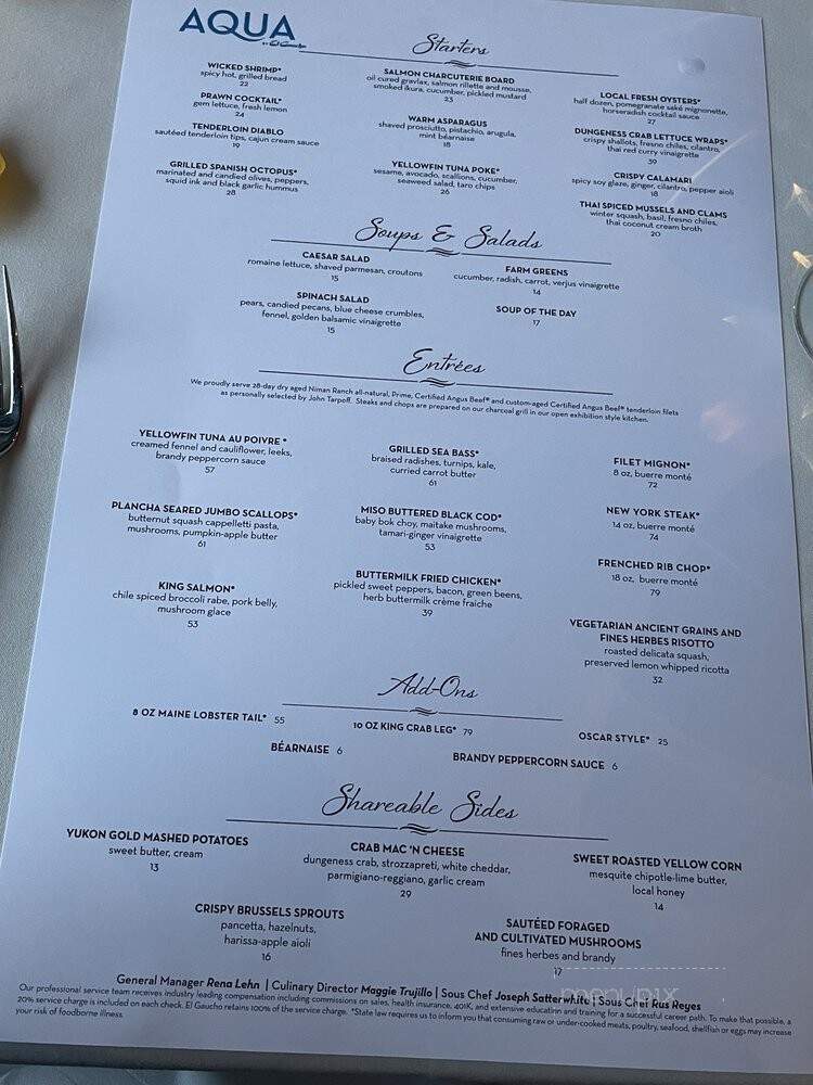 AQUA by El Gaucho - Seattle, WA menu_pic