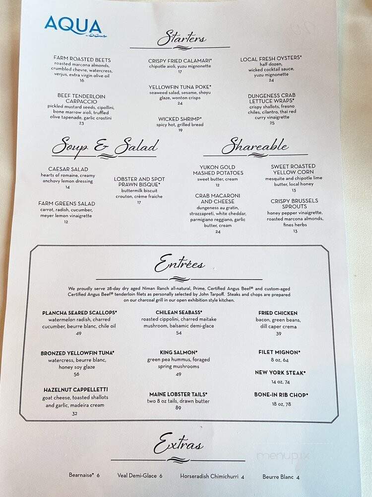 AQUA by El Gaucho - Seattle, WA menu_pic