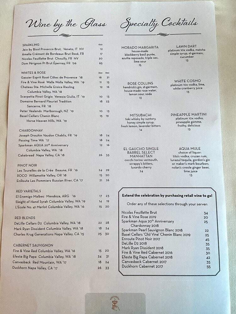AQUA by El Gaucho - Seattle, WA menu_pic