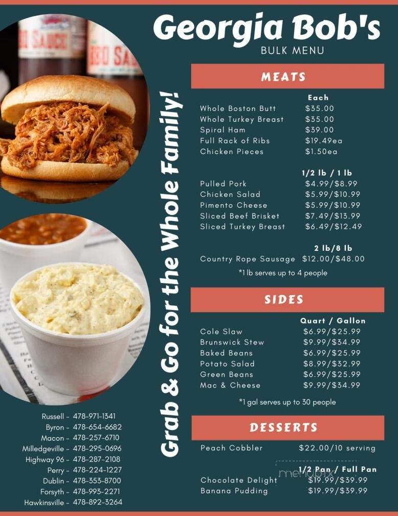 Georgia Bob's Barbeque - Byron, GA menu_pic