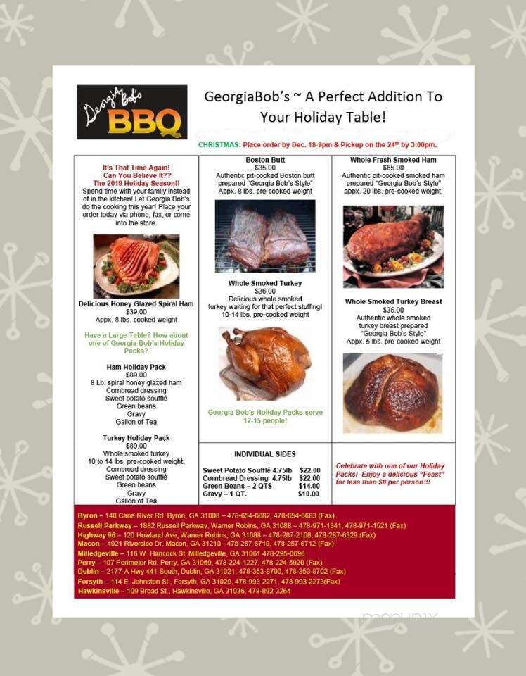 Georgia Bob's Barbeque - Byron, GA menu_pic