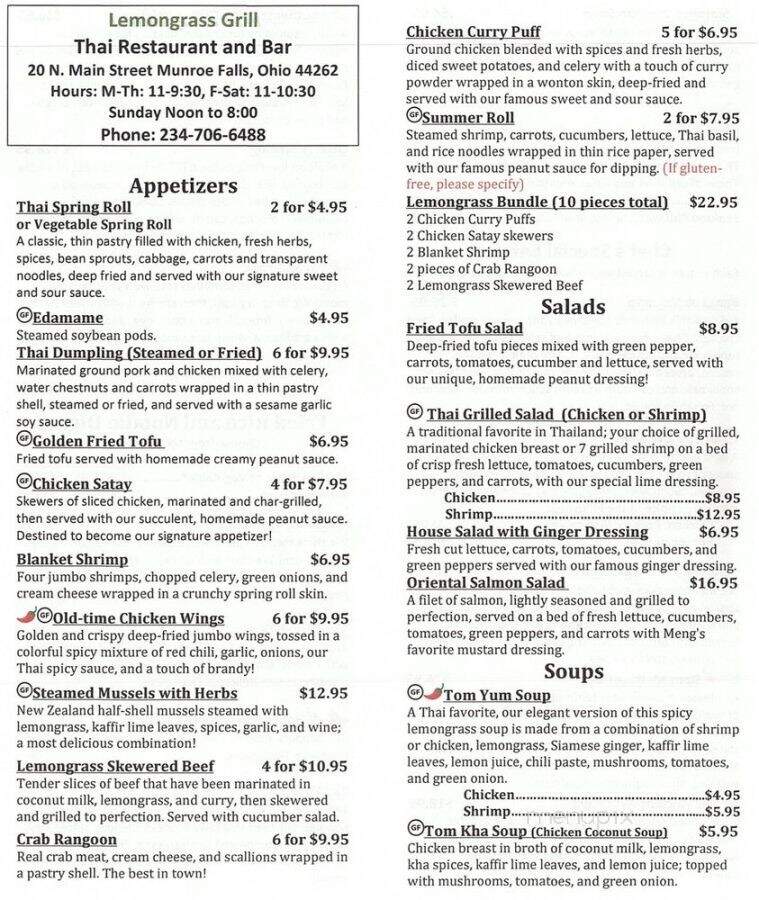 Lemongrass Grill - Munroe Falls, OH menu_pic