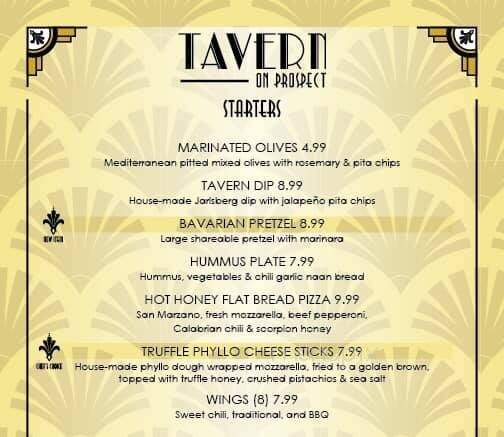 Tavern on Prospect - Peoria, IL menu_pic