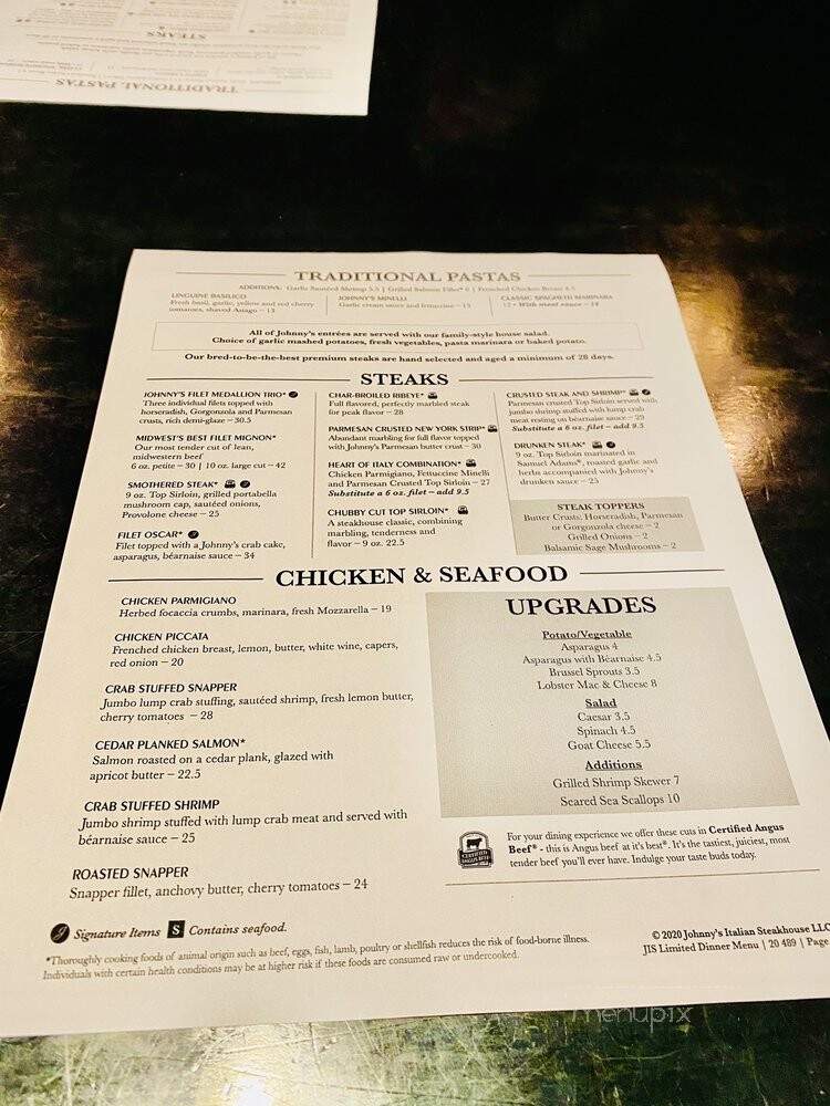 Johnny's Italian Steakhouse - Eau Claire, WI menu_pic