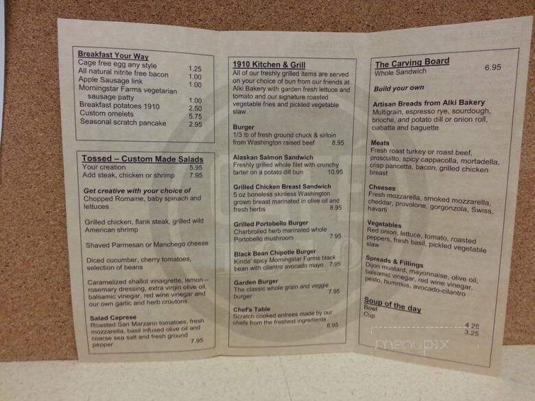 Cafe 1910 - Issaquah, WA menu_pic