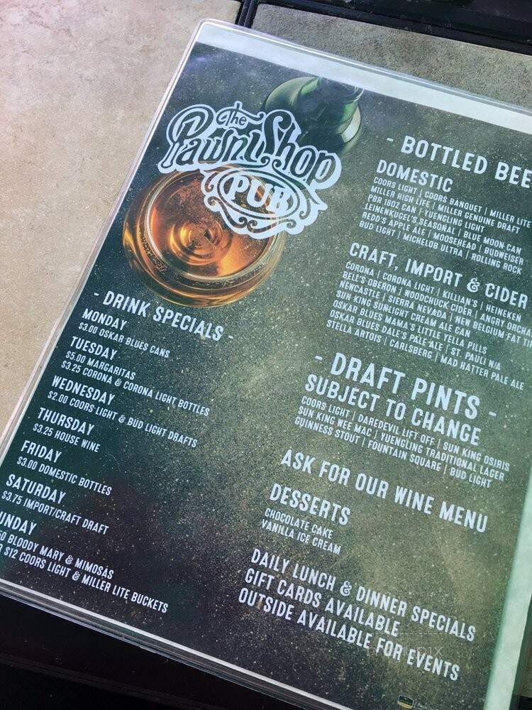 Pawn Shop Pub - Indianapolis, IN menu_pic