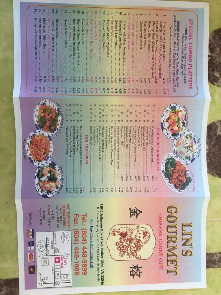Lin's Gourmet - Ruther Glen, VA menu_pic
