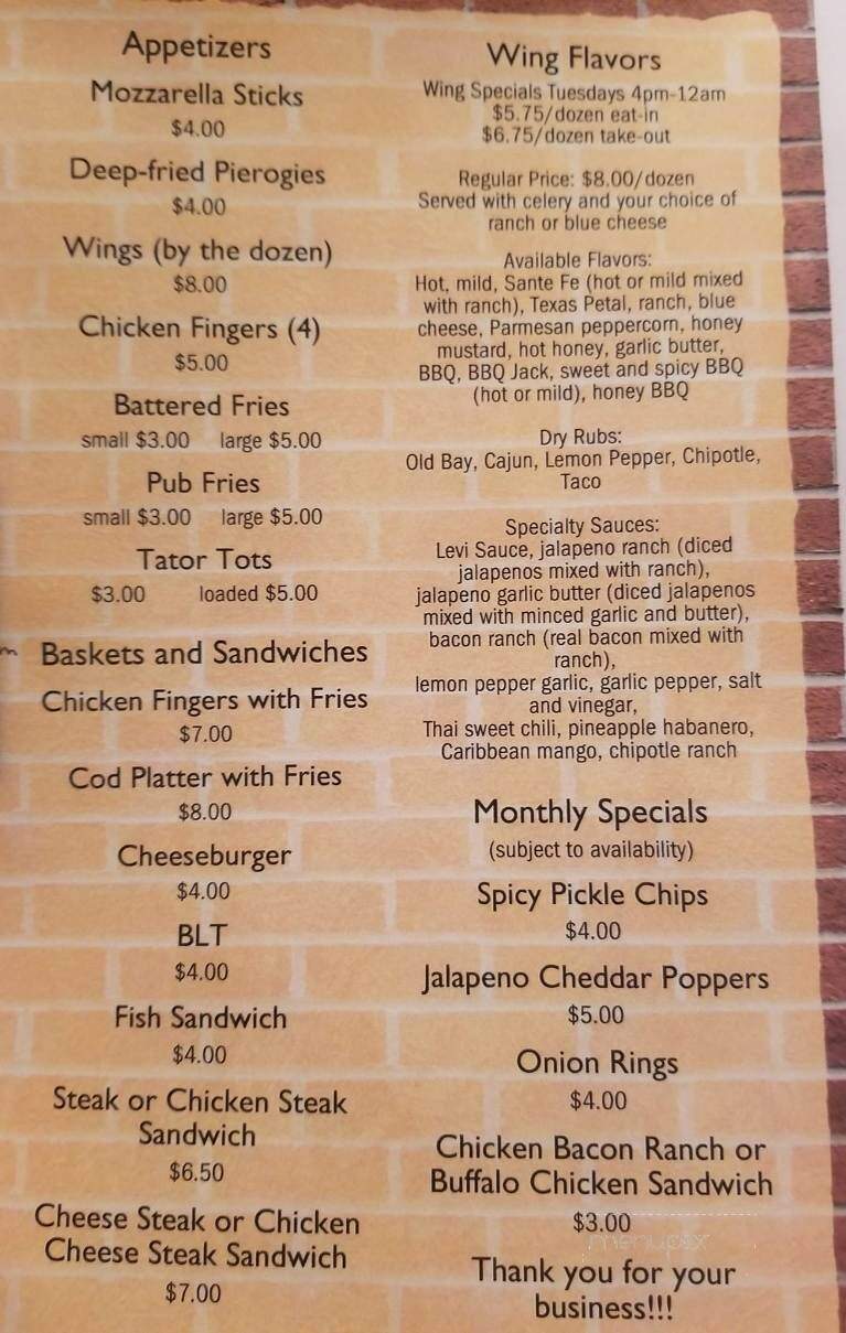 Homer's Bar & Grill - Fleetwood, PA menu_pic