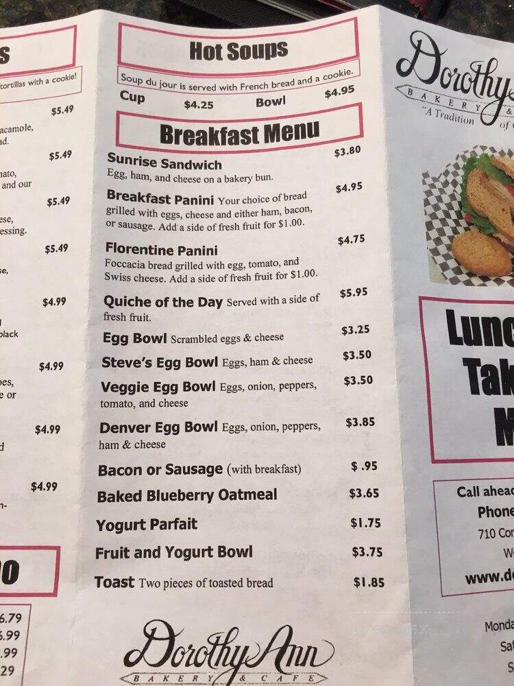 Dorothy Ann Bakery & Cafe - Woodbury, MN menu_pic