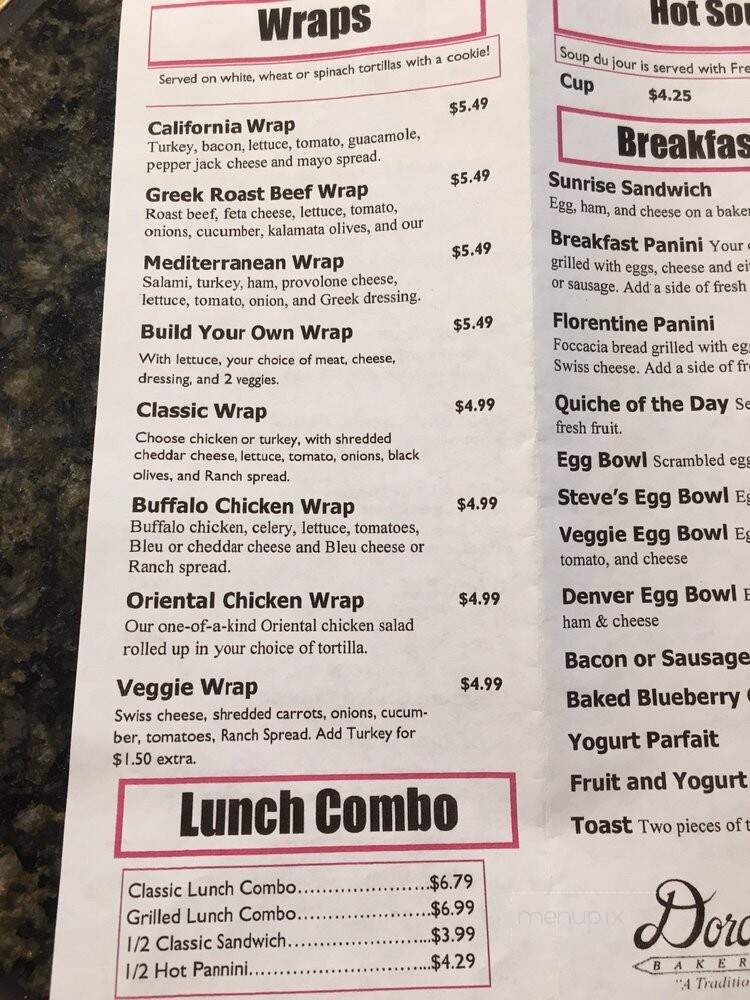 Dorothy Ann Bakery & Cafe - Woodbury, MN menu_pic