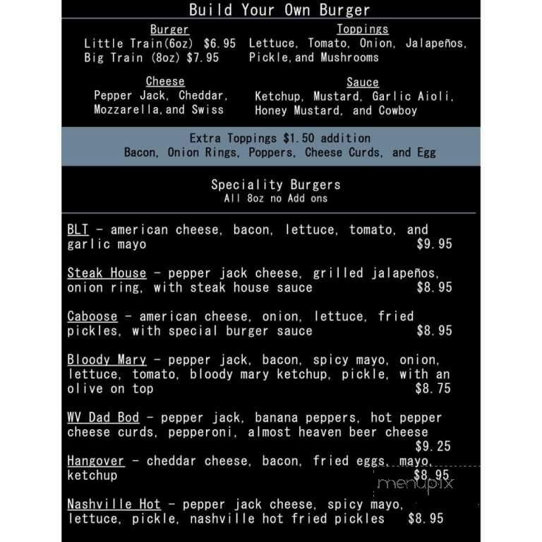 Whistle Stop Grill - Buckhannon, WV menu_pic