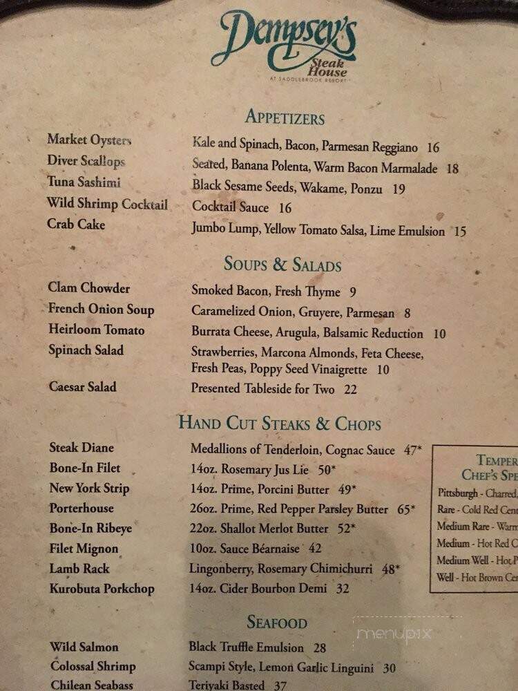 Dempsey's Steak House - Zephyrhills, FL menu_pic