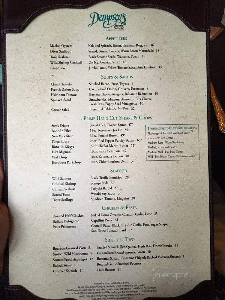 Dempsey's Steak House - Zephyrhills, FL menu_pic