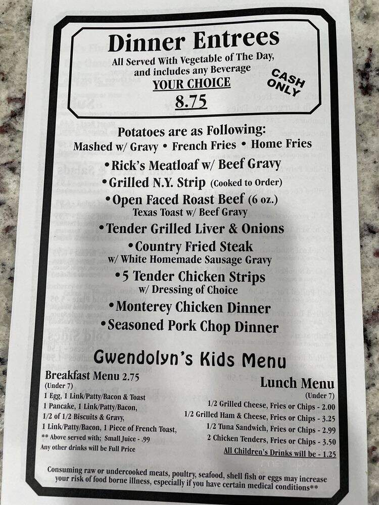Rick's Cafe - Zephyrhills, FL menu_pic