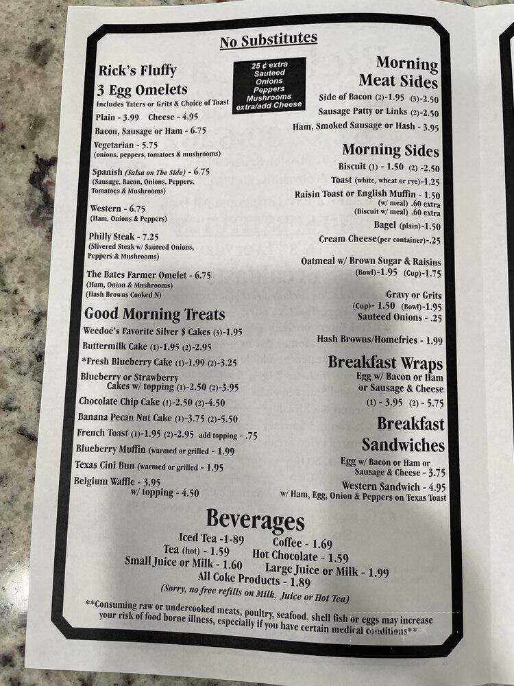 Rick's Cafe - Zephyrhills, FL menu_pic
