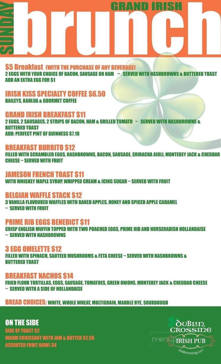 Dublin Crossing Irish Pub - Surrey, BC menu_pic