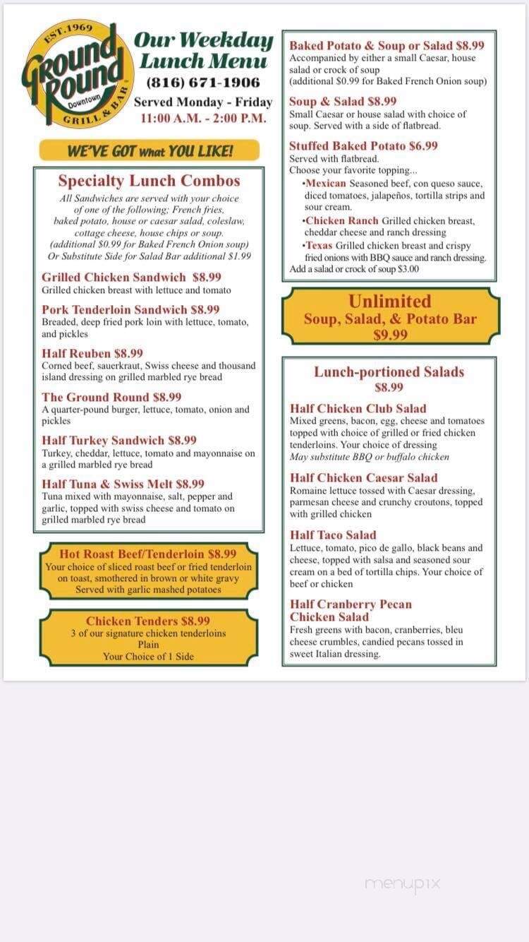 Ground Round Grill & Bar - Saint Joseph, MO menu_pic