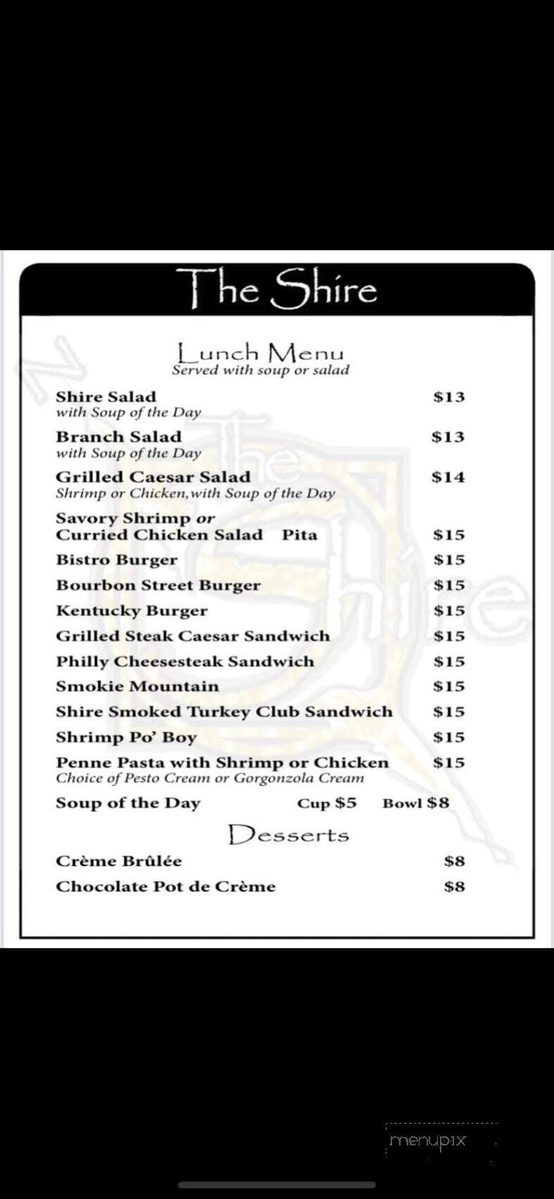 Shire - Chehalis, WA menu_pic