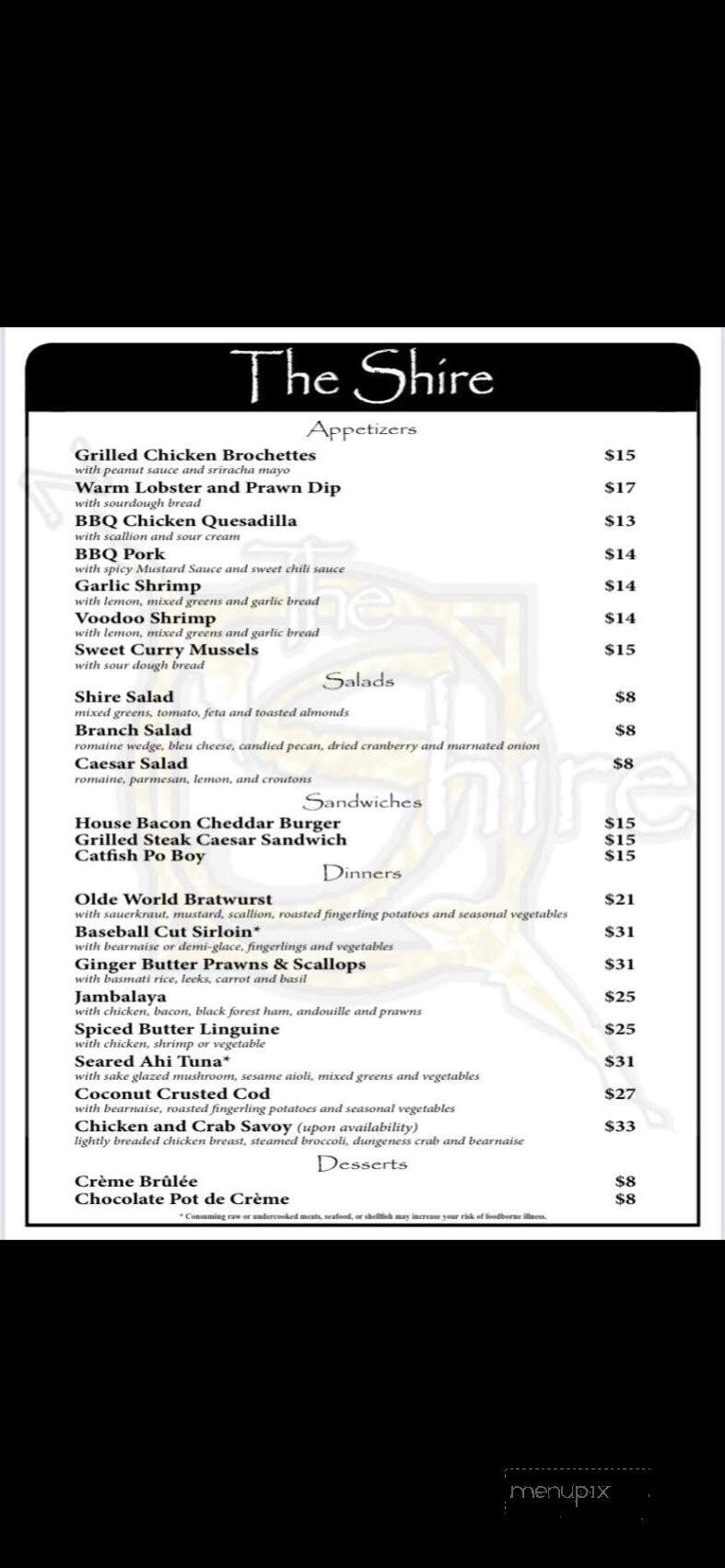 Shire - Chehalis, WA menu_pic