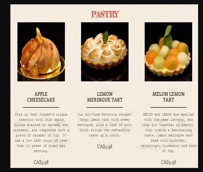 Reinette Cafe & Patisserie - Edmonton, AB menu_pic
