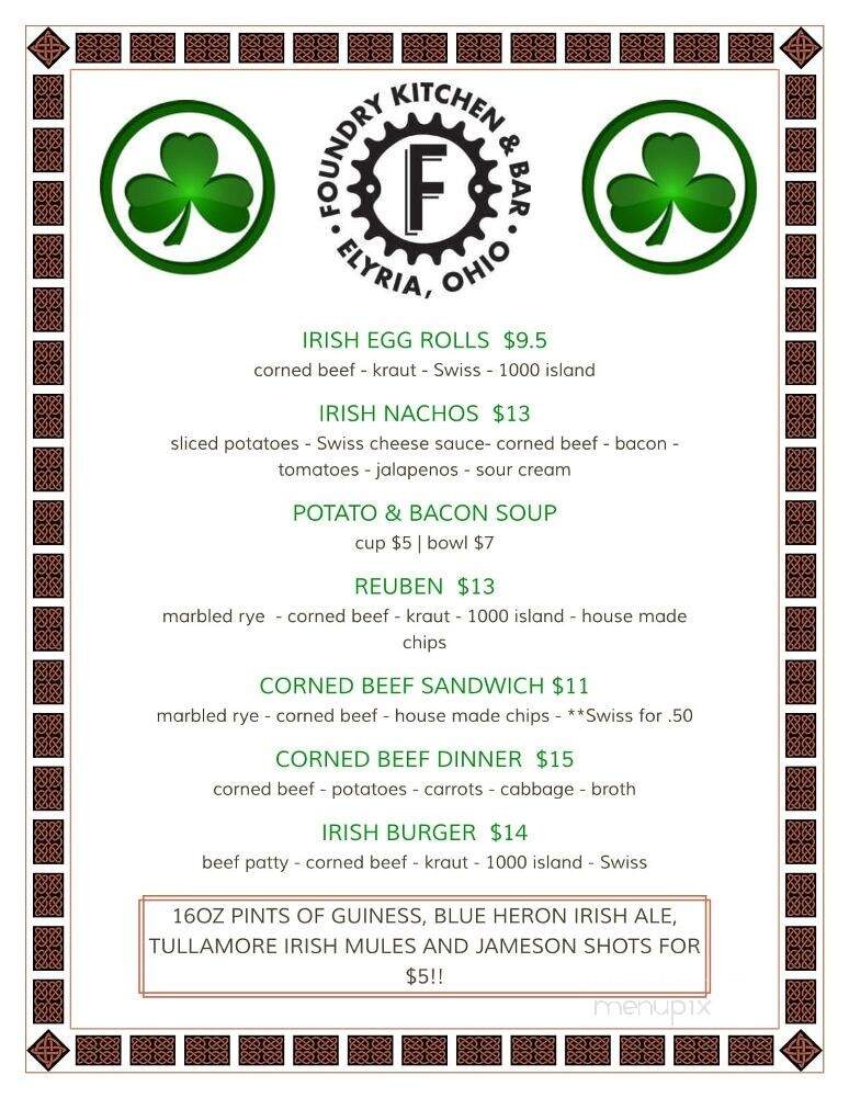 Foundry Kitchen and Bar - Elyria, OH menu_pic