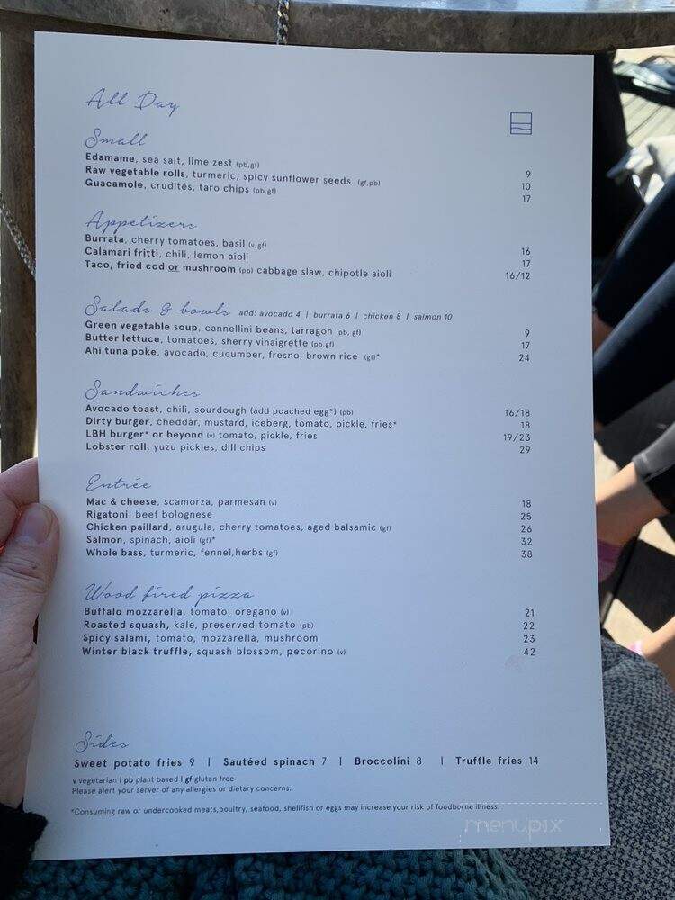 The Little Beach House - Malibu, CA menu_pic