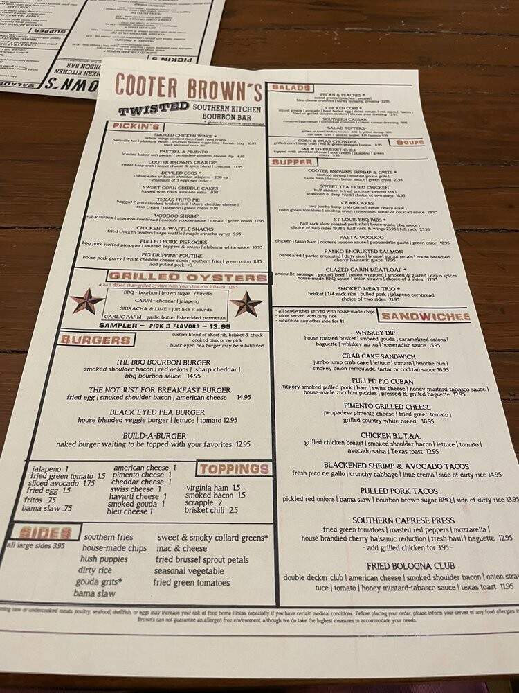 Cooter Brown's - Rehoboth Beach, DE menu_pic