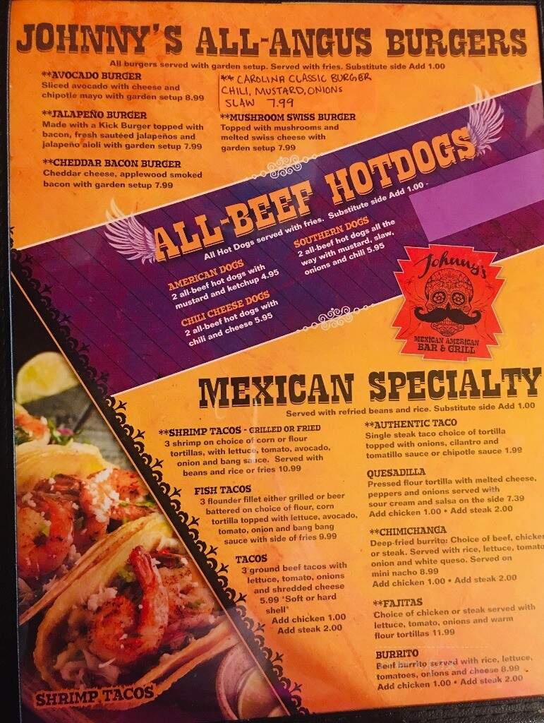 Johnny's Mexican American Bar and Grill - Lincolnton, NC menu_pic
