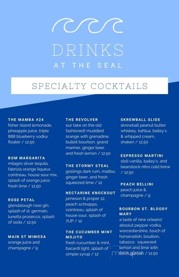 The Seal Pub and Cafe - Harwich, MA menu_pic
