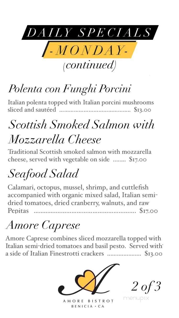 Amore Bistrot - Benicia, CA menu_pic