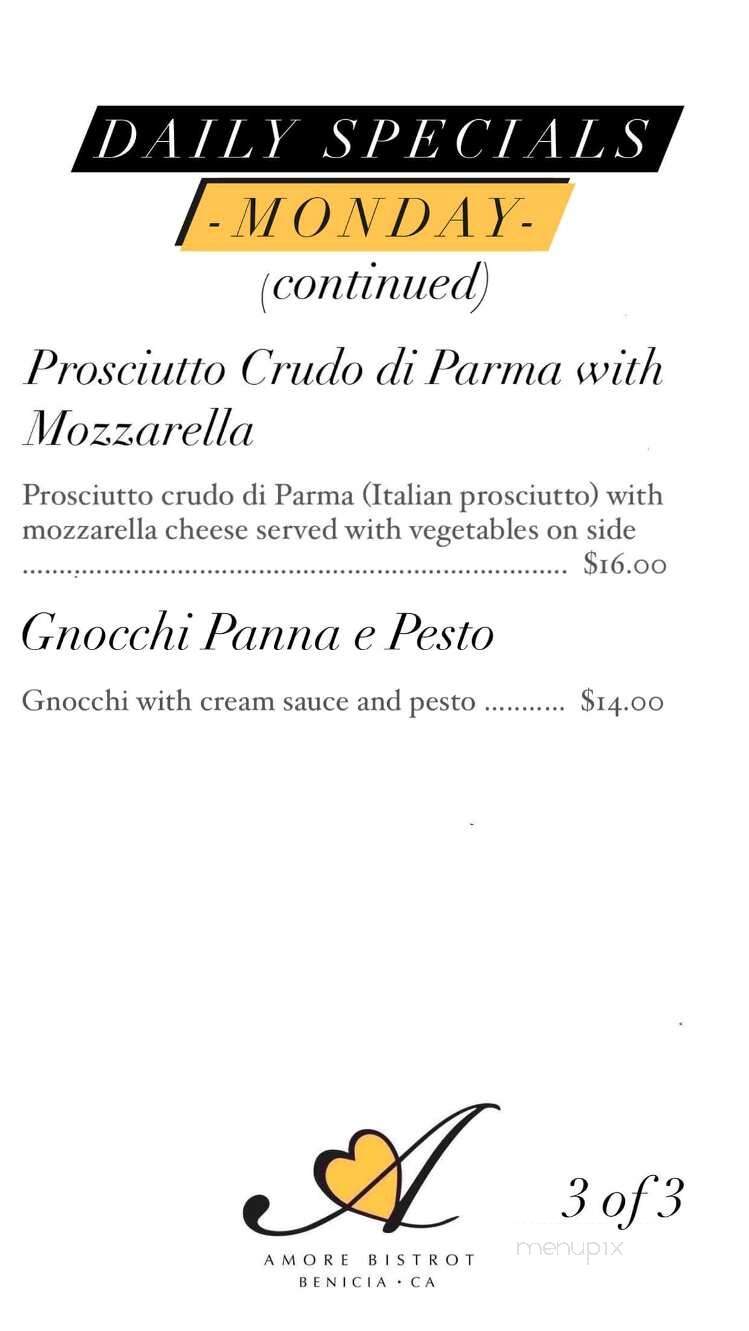 Amore Bistrot - Benicia, CA menu_pic