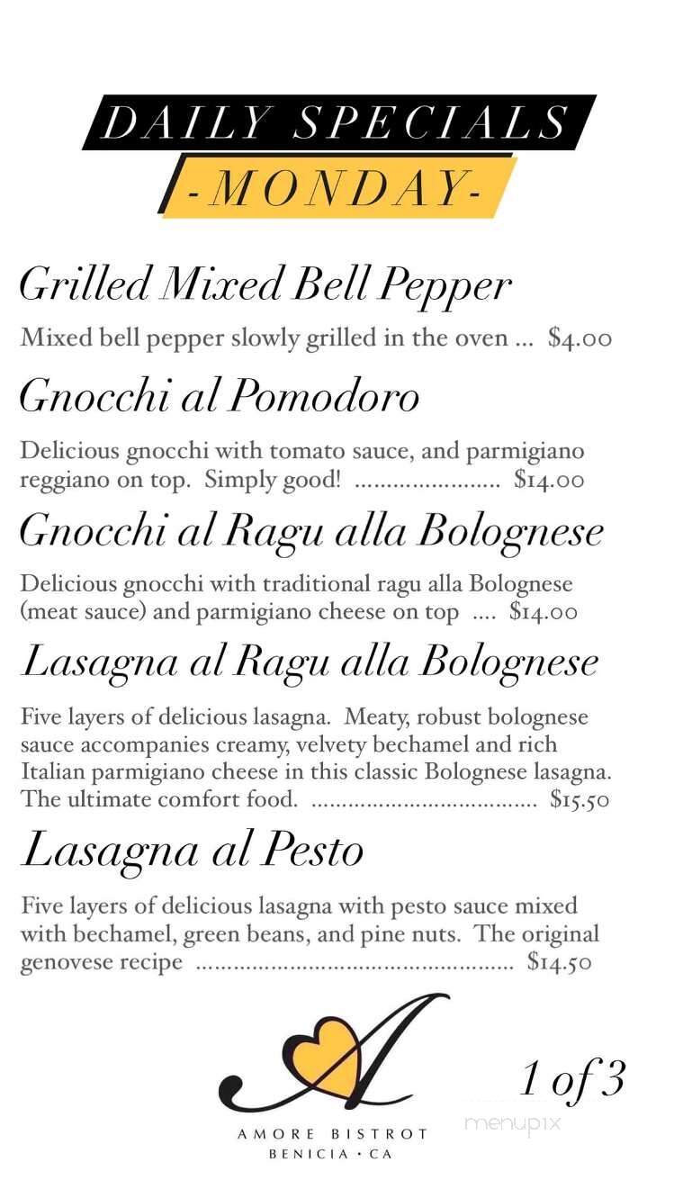Amore Bistrot - Benicia, CA menu_pic