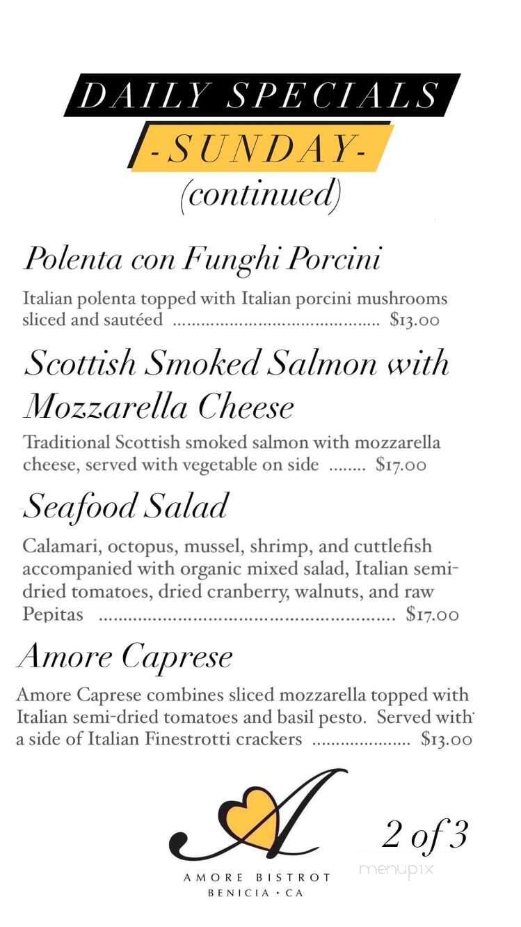 Amore Bistrot - Benicia, CA menu_pic