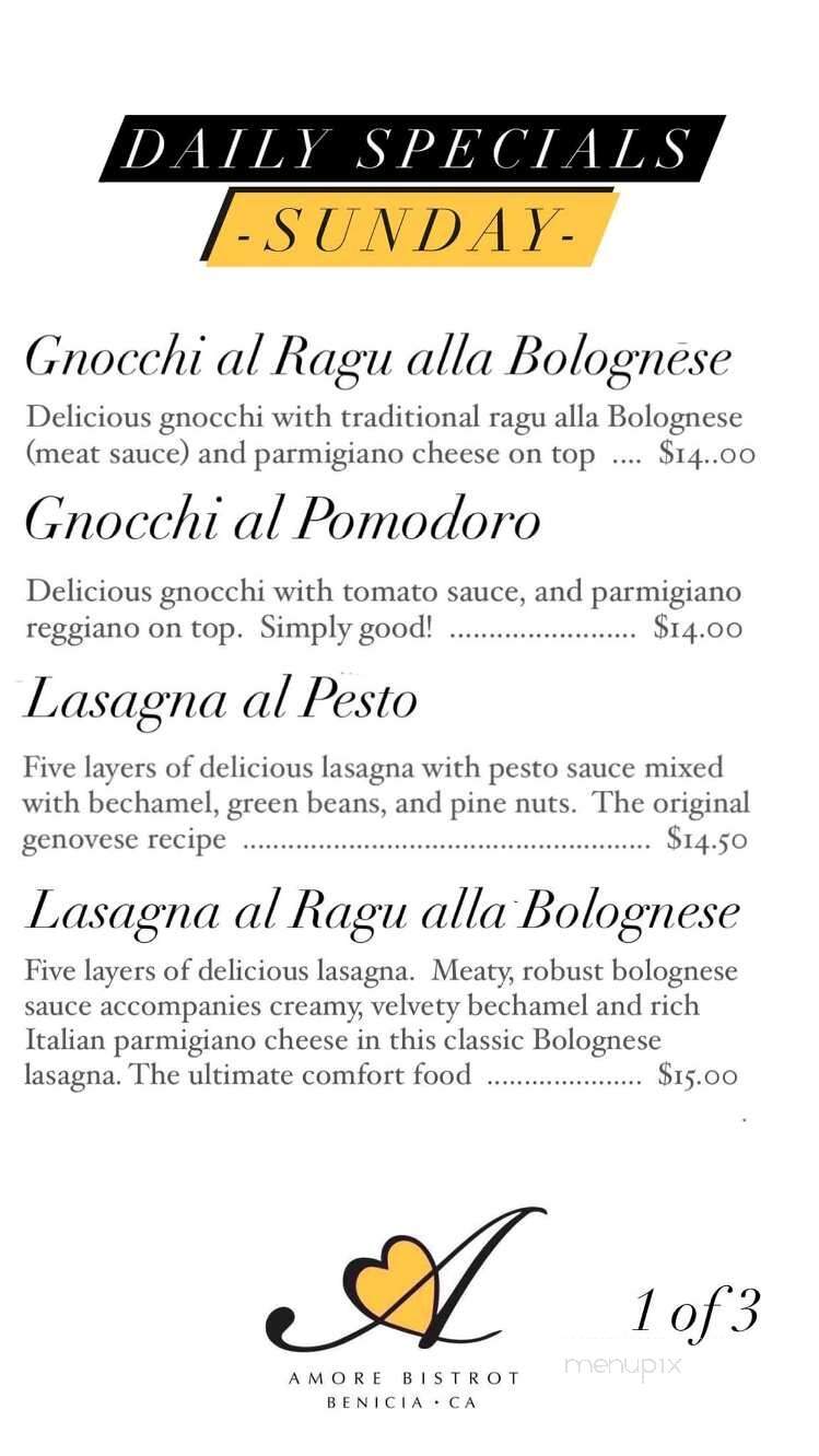 Amore Bistrot - Benicia, CA menu_pic
