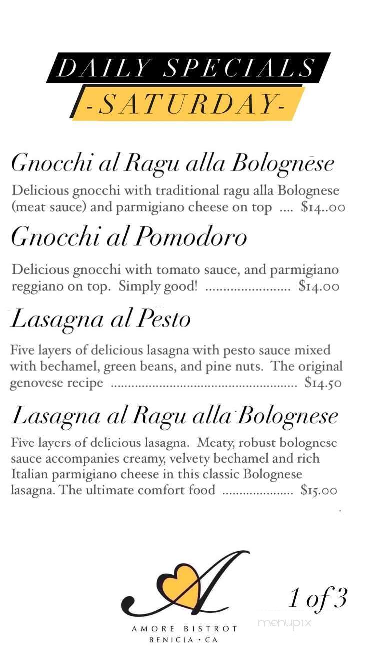Amore Bistrot - Benicia, CA menu_pic