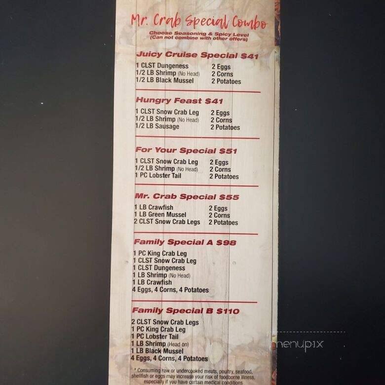 Mr Crab Cajun Seafood - Groton, CT menu_pic