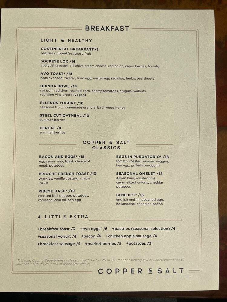 Copper and Salt Northwest Kitchen - Ruston, WA menu_pic